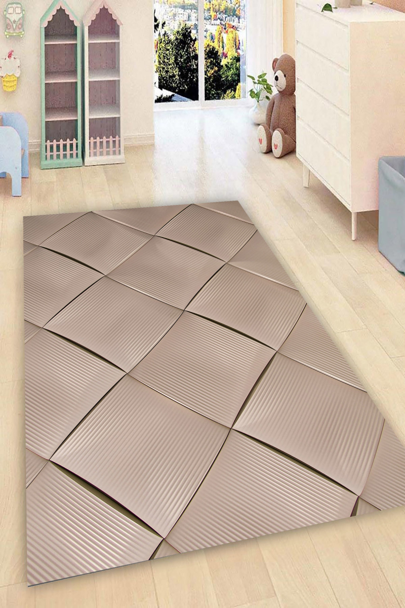 3D Baklava Desenli Dijital Baskılı Halı