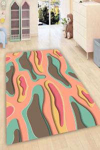 3D Geometrik Modern Renkler Dijital Baskılı Halı - 1