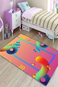 3D Geometrik Şekiller Dijital Baskılı Halı - 1