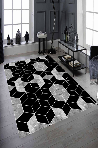Eko Hali Heryerehali Eko Hali Baroque Br02 Gri Siyah Salon Halisi 160x230 Cm