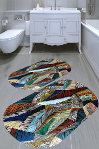 Abstract Tüy Desenli 2′li Banyo Paspası (50x60 cm - 60x100 cm) - 1