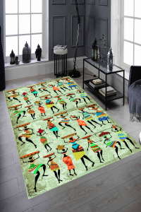 Afrika Dansı Tasarımlı Dijital Baskılı Halı - 1