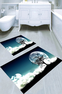 Ağaç Gölgesi Desenli 2'li Banyo Paspası (50x60 cm - 60x100 cm) - 1