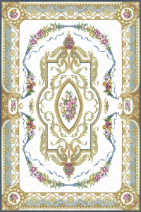 Altın Varaklı Çiçek Motifli Dijital Baskılı Halı - 2