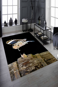 Anne ve Yavru Kuş Desenli Dijital Baskılı Halı - 1