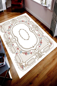 Anonim Motif Çerçeve Desenli Dijital Baskılı Halı - 1