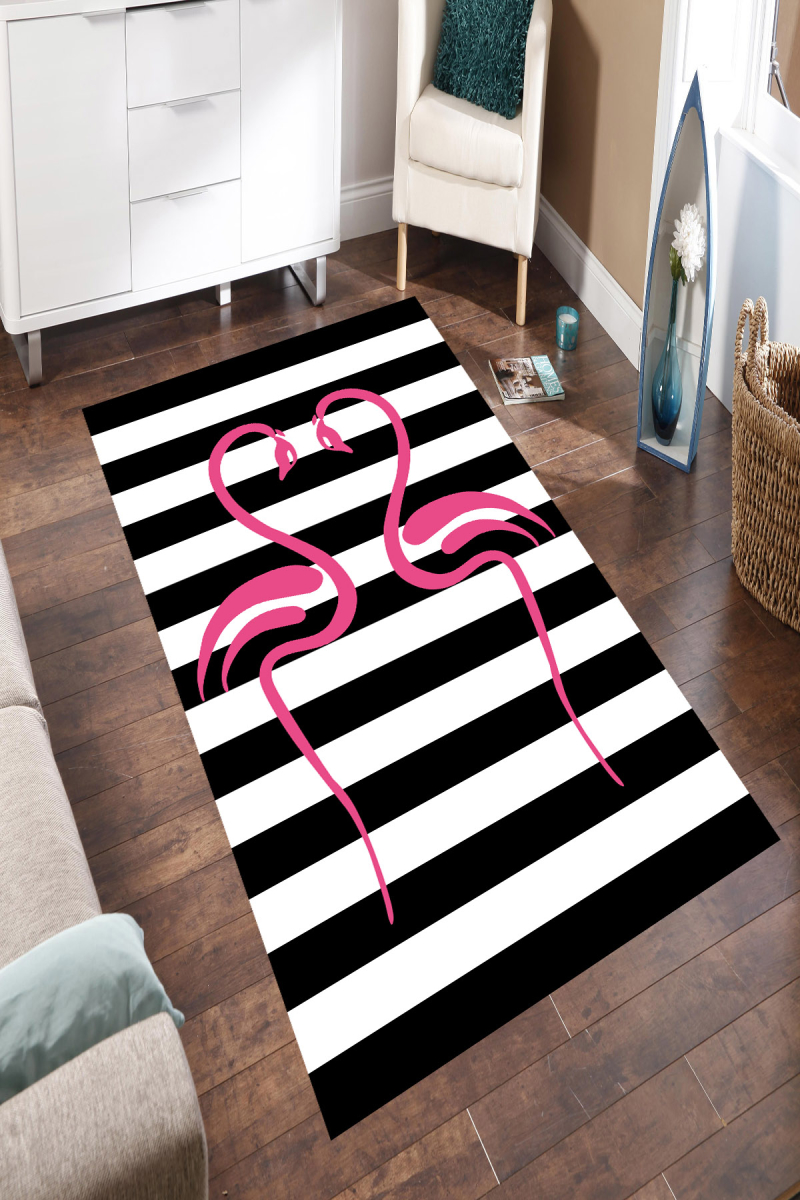 Aşık Flamingo Desenli Dijital Baskılı Halı Örtüsü HRC1595