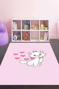 Aşık Kedi Desenli Dijital Baskılı Halı - Thumbnail