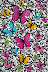 Aşık Kelebekler Tasarımlı Dijital Baskılı Halı - Thumbnail