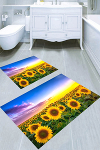 Ayçiçeği Bahçesi Desenli 2'li Banyo Paspası (50x60 cm - 60x100 cm) - 3
