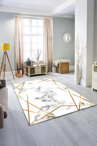 Dijital Baskılı Şerit Desenli Makinada Yıkanabilir Salon ve Yolluk Halısı - 1