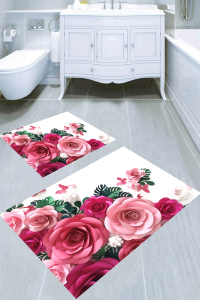 Birikmiş Güller Desenli 2li Banyo Paspası (50x60 cm - 60x100 cm) - 4