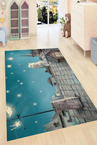 Çatıdaki Kedi Tasarımlı Dijital Baskılı Halı - 1