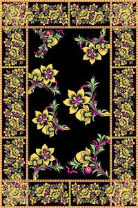 Çerçeve Çiçek Motif Desenli Dijital Baskılı Halı - 2