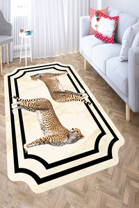 Çerçeve Detay Leopar Desenli Dijital Baskılı Halı - 1