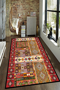 Çerçeve Kilim Desenli Dijital Baskılı Halı - 1