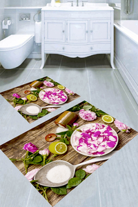 Çiçek Bakımı Desenli 2li Banyo Paspası (50x60 cm - 60x100 cm) - 1