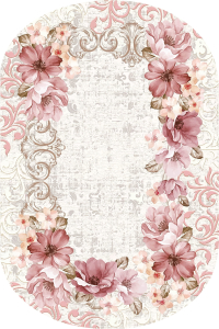 Çiçek Desenli 2'li Banyo Paspası (50x60 cm - 60x100 cm) - Thumbnail