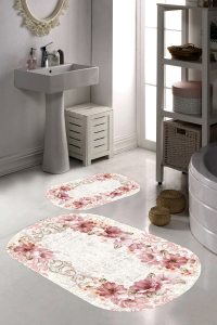 Çiçek Desenli 2'li Banyo Paspası (50x60 cm - 60x100 cm) - 1