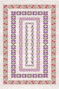 Çiçek Motif Eskitme Desenli Dijital Baskılı Halı - 2