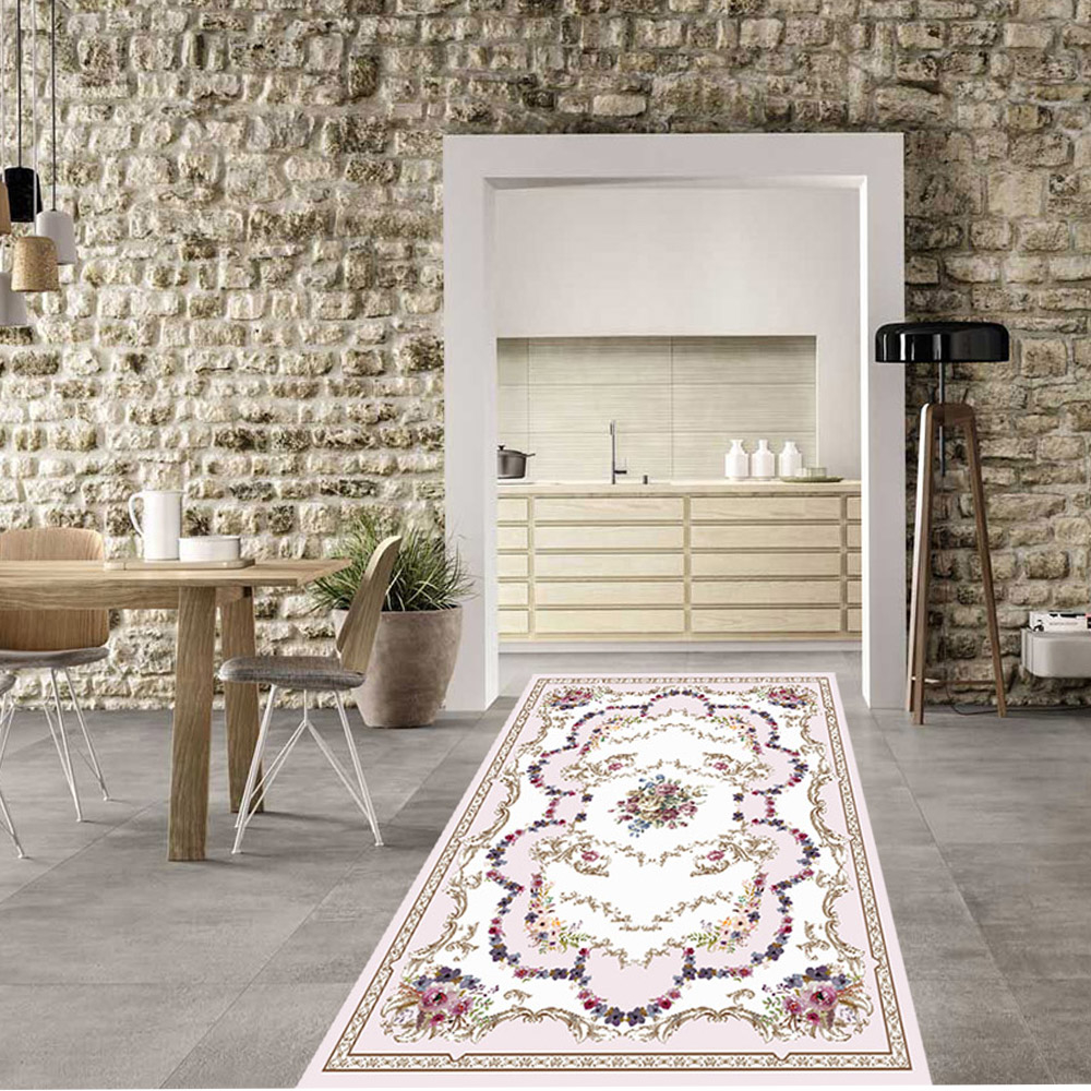 Çiçek Ve Motif Desenli Dijital Baskılı Halı Örtüsü HRC119