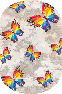Çizgili Kelebek Desenli 2'li Banyo Paspası (50x60 cm - 60x100 cm) - Thumbnail