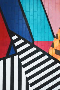 Çizgili Ve Renkli Grafiti Çalışması Dijital Baskılı Halı - Thumbnail