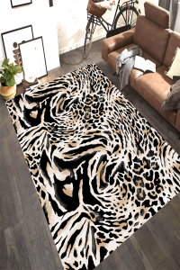 Dalgalı Leopar Desenli Dijital Baskılı Halı - 1
