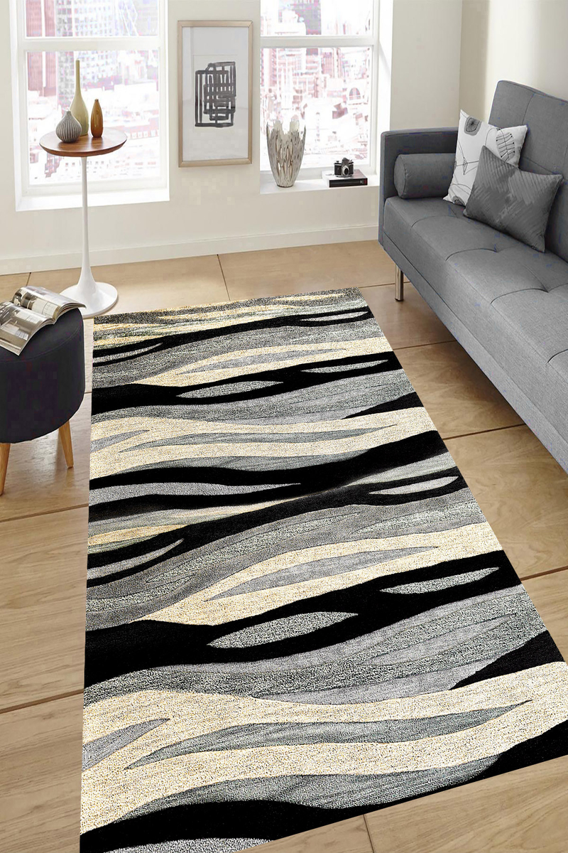 Dalgalı Zebra Görünümlü Dijital Baskılı Halı