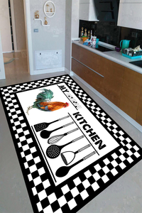 Dama Çerçeve Horoz Desenli Dijital Baskılı Halı - 1