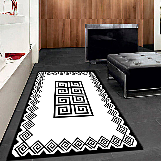 Dekoratif Geometrik Desenli Dijital Baskılı Halı Örtüsü HRC136