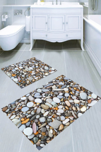 Deniz Taşı Desenli 2li Banyo Paspası (50x60 cm - 60x100 cm) - 4
