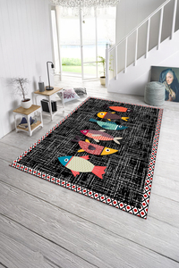 Dijital Baskılı Balık Desenli Makinada Yıkanabilir Salon ve Yolluk Halısı - 1