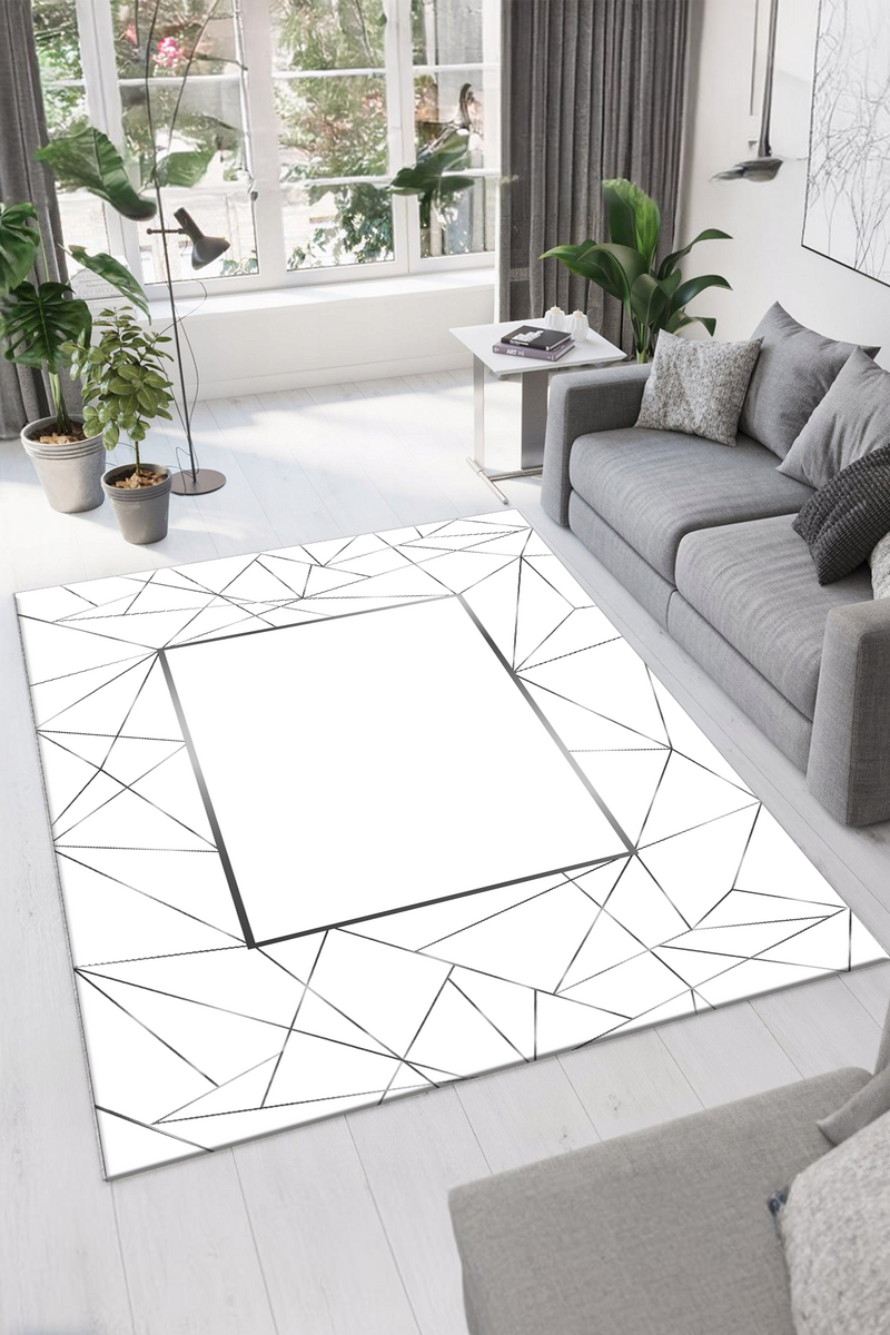 Dijital Baskılı Dekoratif Desenli Makinada Yıkanabilir Salon ve Yolluk Halısı