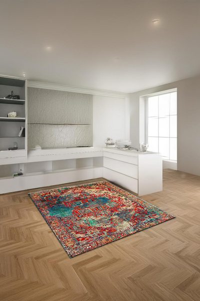 Dijital Baskılı Etnik Osmanlı Desenli Makinada Yıkanabilir Salon ve Yolluk Halısı - resmiro