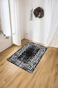 Dijital Baskılı Geometrik Desenli Makinada Yıkanabilir Salon ve Yolluk Halısı - 1