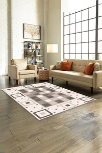 Dijital Baskılı Geometrik Desenli Makinada Yıkanabilir Salon ve Yolluk Halısı - 1
