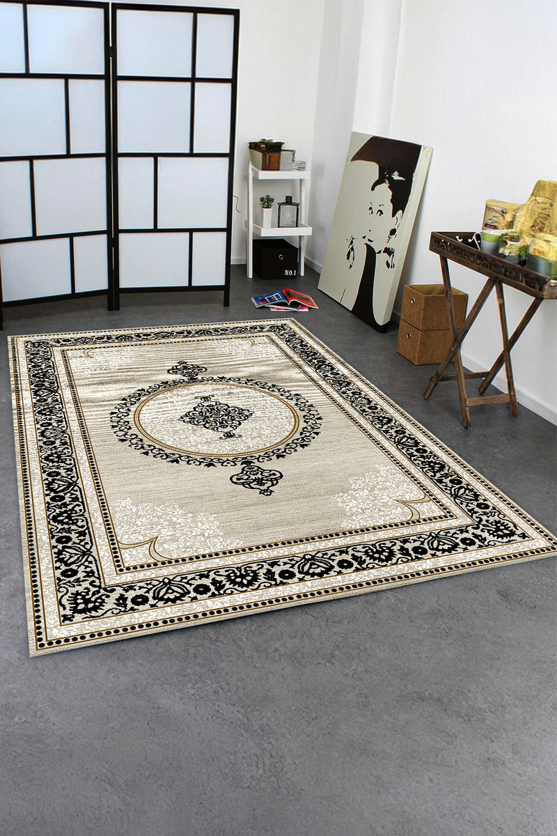 Dijital Baskılı Geometrik Desenli Makinada Yıkanabilir Salon ve Yolluk Halısı