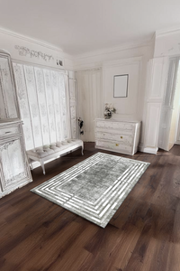 Dijital Baskılı Geometrik Desenli Makinada Yıkanabilir Salon ve Yolluk Halısı - 1