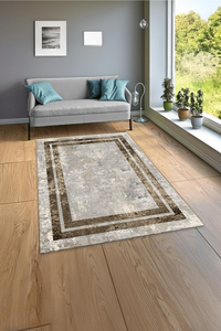 Dijital Baskılı Geometrik Desenli Makinada Yıkanabilir Salon ve Yolluk Halısı - 1