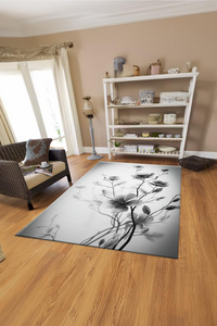 Dijital Baskılı Gül Desenli Makinada Yıkanabilir Salon ve Yolluk Halısı - 1