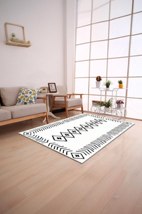 Dijital Baskılı İskandinav Desenli Makinada Yıkanabilir Salon ve Yolluk Halısı - 1