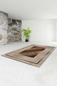 Dijital Baskılı Osmanlı Çicek Desenli Makinada Yıkanabilir Salon ve Yolluk Halısı - 1
