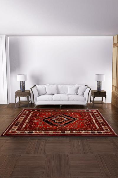 Dijital Baskılı Osmanlı Desenli Makinada Yıkanabilir Salon ve Yolluk Halısı - resmiro