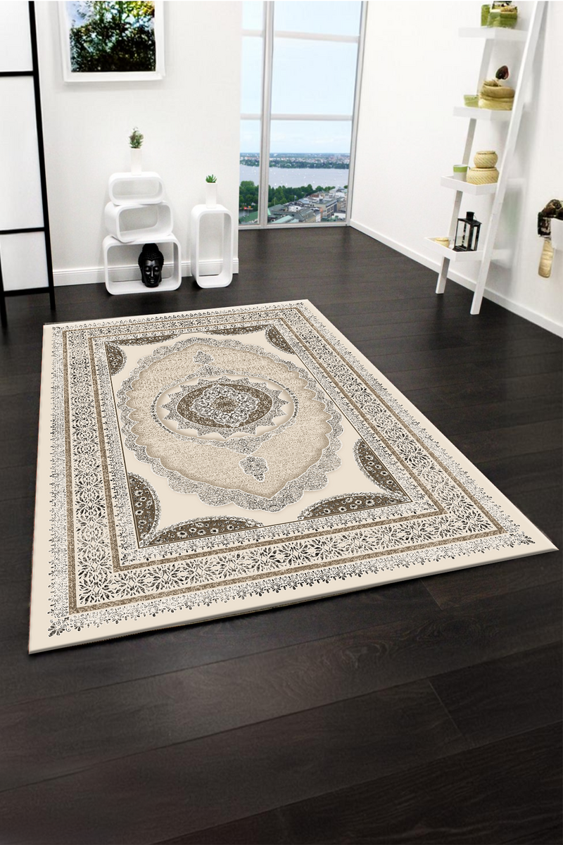 Dijital Baskılı Osmanlı Eskitme Desenli Makinada Yıkanabilir Salon ve Yolluk Halısı