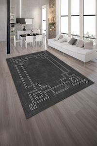 Dijital Baskılı Şerit Desenli Makinada Yıkanabilir Salon ve Yolluk Halısı - 1