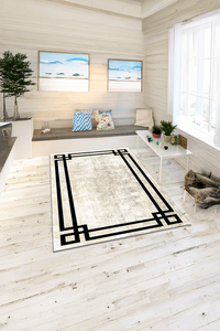 Dijital Baskılı Şerit Desenli Makinada Yıkanabilir Salon ve Yolluk Halısı - 1