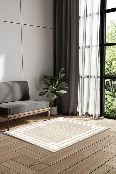 Dijital Baskılı Şerit Desenli Makinada Yıkanabilir Salon ve Yolluk Halısı - resmiro