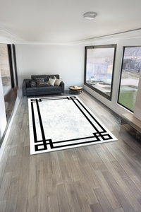 Dijital Baskılı Şerit Desenli Makinada Yıkanabilir Salon ve Yolluk Halısı - 1
