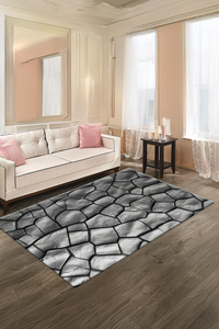 Dijital Baskılı Taş Desenli Makinada Yıkanabilir Salon ve Yolluk Halısı - 1